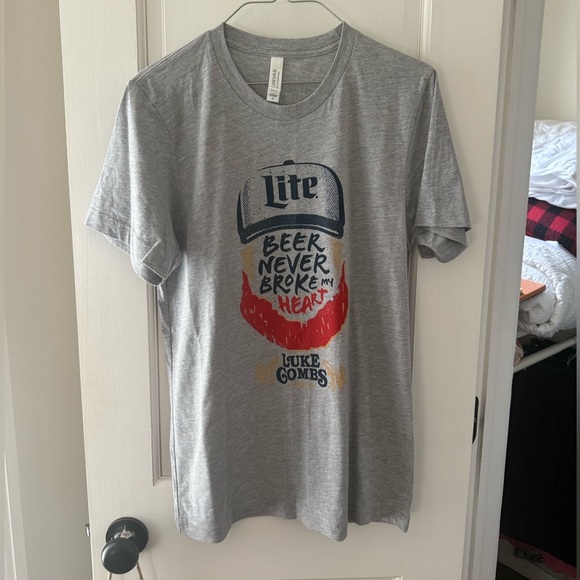 Luke Combs Tour Bella Canvas Gray Short Sleeve Tee with Graphic Design - Picture 2 of 5